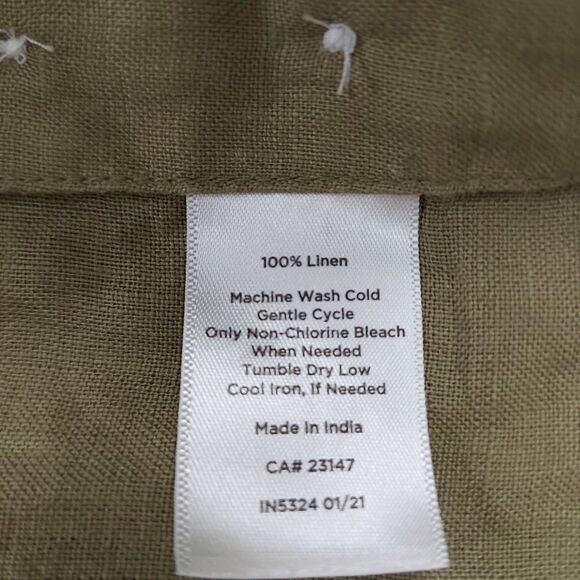 Talbots Tunic Top Womens Large Petite Green Linen Roll Tab Sleeve Beach Coastal - Picture 8 of 10